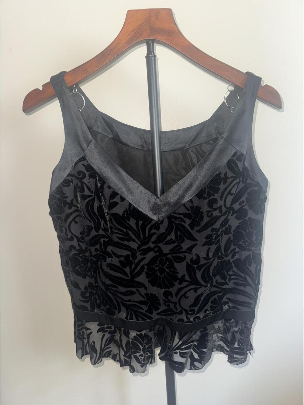 Black Velvet Burnout Floral Sheer Dress Whimsigoth Gothic Fairy Formal Size S/M